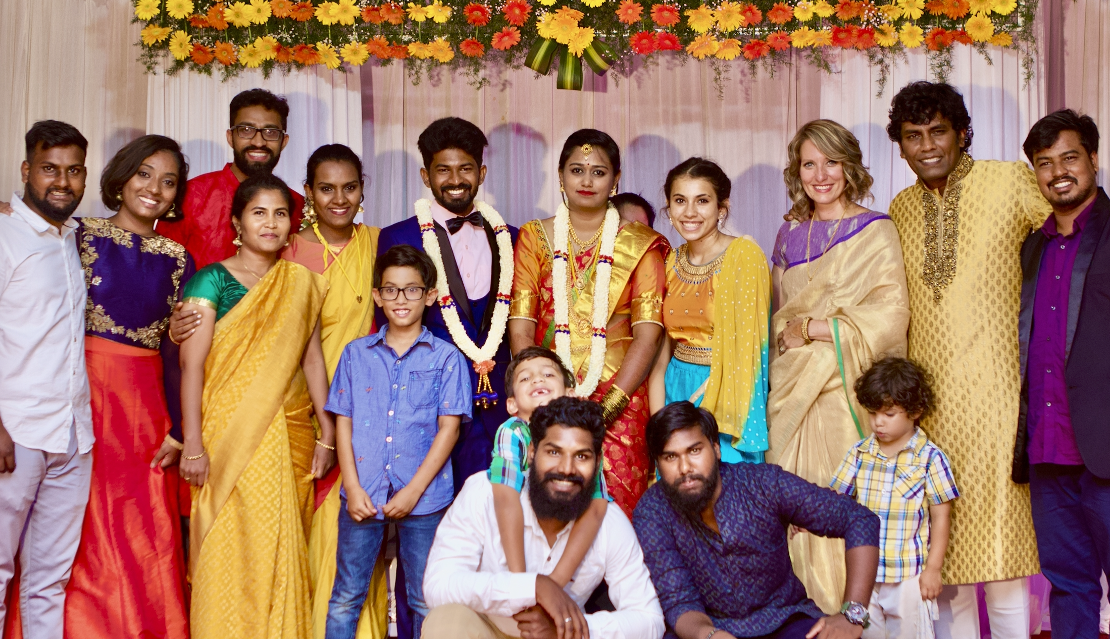 Ravi and Julie Kandal with their family at a family wedding in India